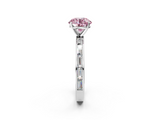 White gold Fancy Pink Round  Solitaire Diamond Ring with Channel-Set Baguette Band and Four-Prong Setting_2
