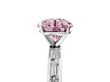 White gold Fancy Pink Round  Solitaire Diamond Ring with Channel-Set Baguette Band and Four-Prong Setting_5