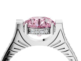 White gold Fancy Pink Round  Solitaire Diamond Ring with Channel Set Band and Bezel Prong Setting_78