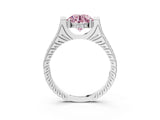 White gold Fancy Pink Round  Solitaire Diamond Ring with Channel Set Band and Bezel Prong Setting_80