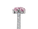 White gold Fancy Pink Round  Solitaire Diamond Ring with Channel Set Band and Bezel Prong Setting_82