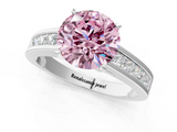 White gold Fancy Pink Round  Solitaire Diamond Ring with Channel-Set Band and Four-Prong Setting_4