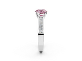 White gold Fancy Pink Round  Solitaire Diamond Ring with Channel-Set Band and Four-Prong Setting_5