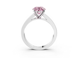 White gold Fancy Pink Round  Solitaire Diamond Ring with Channel-Set Band and Four-Prong Setting_6