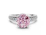 White gold Fancy Pink Round  Solitaire Diamond Ring with Channel Set Band and Six-Prong Setting_48
