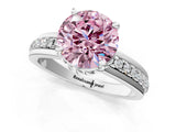 White gold Fancy Pink Round  Solitaire Diamond Ring with Channel Set Band and Six-Prong Setting_51