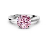 White gold Fancy Pink Round  Solitaire Diamond Ring with Four-Prong Setting and Classic Band_3