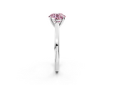 White gold Fancy Pink Round  Solitaire Diamond Ring with Four-Prong Setting and Classic Band_5