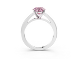 White gold Fancy Pink Round  Solitaire Diamond Ring with Four-Prong Setting and Classic Band_6