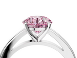 White gold Fancy Pink Round  Solitaire Diamond Ring with Four-Prong Setting and Classic Band_7