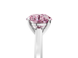 White gold Fancy Pink Round  Solitaire Diamond Ring with Four-Prong Setting and Classic Band_8