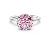 White gold Fancy Pink Round  Solitaire Diamond Ring with Four-Prong Setting on a Plain Band_32