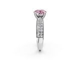 White gold Fancy Pink Round  Solitaire Diamond Ring with Milgrain Pavé Band and Four-Prong Setting_21
