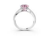 White gold Fancy Pink Round  Solitaire Diamond Ring with Milgrain Pavé Band and Four-Prong Setting_22