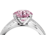 White gold Fancy Pink Round  Solitaire Diamond Ring with Milgrain Pavé Band and Four-Prong Setting_23