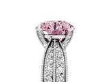 White gold Fancy Pink Round  Solitaire Diamond Ring with Milgrain Pavé Band and Four-Prong Setting_25