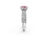 White gold Fancy Pink Round  Solitaire Diamond Ring with Milgrain Pavé Band and Four-Prong Setting_37