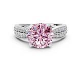White gold Fancy Pink Round  Solitaire Diamond Ring with Milgrain Pavé Band and Four-Prong Setting_37