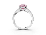 White gold Fancy Pink Round  Solitaire Diamond Ring with Milgrain Pavé Band and Four-Prong Setting_38