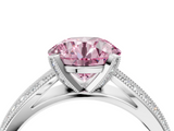 White gold Fancy Pink Round  Solitaire Diamond Ring with Milgrain Pavé Band and Four-Prong Setting_39