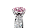 White gold Fancy Pink Round  Solitaire Diamond Ring with Milgrain Pavé Band and Four-Prong Setting_42