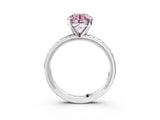 White gold Fancy Pink Round  Solitaire Diamond Ring with Milgrain and Black Enamel X Pattern Band_32