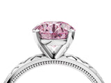 White gold Fancy Pink Round  Solitaire Diamond Ring with Milgrain and Black Enamel X Pattern Band_33