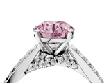 White gold Fancy Pink Round  Solitaire Diamond Ring with Pavé Band and Four-Prong Setting_4