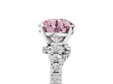 White gold Fancy Pink Round  Solitaire Diamond Ring with Pavé Band and Four-Prong Setting_5