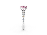 White gold Fancy Pink Round  Solitaire Diamond Ring with Pave Band and Four-Prong Setting_2