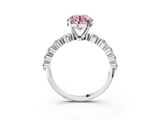 White gold Fancy Pink Round  Solitaire Diamond Ring with Pave Band and Four-Prong Setting_3