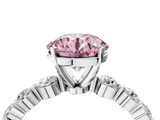 White gold Fancy Pink Round  Solitaire Diamond Ring with Pave Band and Four-Prong Setting_4