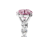 White gold Fancy Pink Round  Solitaire Diamond Ring with Pave Band and Four-Prong Setting_5
