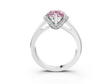 White gold Fancy Pink Round  Solitaire Diamond Ring with Pave Band and Six-Prong Setting_27
