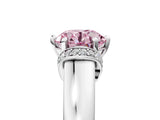 White gold Fancy Pink Round  Solitaire Diamond Ring with Pave Band and Six-Prong Setting_29