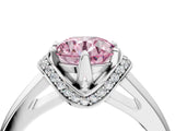 White gold Fancy Pink Round  Solitaire Diamond Ring with Pave Band and Six-Prong Setting_32