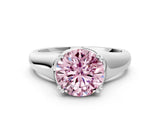 White gold Fancy Pink Round  Solitaire Diamond Ring with Six-Prong Cathedral Setting_32