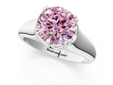 White gold Fancy Pink Round  Solitaire Diamond Ring with Six-Prong Cathedral Setting_33