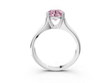 White gold Fancy Pink Round  Solitaire Diamond Ring with Six-Prong Cathedral Setting_35