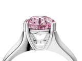 White gold Fancy Pink Round  Solitaire Diamond Ring with Six-Prong Cathedral Setting_36