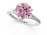 White gold Fancy Pink Round  Solitaire Diamond Ring with Six-Prong Setting and Tapered Band_1