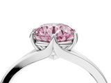 White gold Fancy Pink Round  Solitaire Diamond Ring with Six-Prong Setting and Tapered Band_4