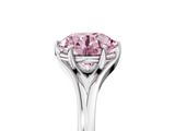 White gold Fancy Pink Round  Solitaire Diamond Ring with Six-Prong Setting and Tapered Band_5