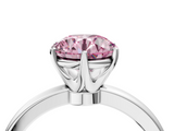 White gold Fancy Pink Round  Solitaire Diamond Ring with Six-Prong Setting on a Classic Band_4