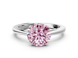 White gold Fancy Pink Round  Solitaire Diamond Ring with Split Shank and Four-Prong Setting