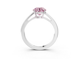 White gold Fancy Pink Round  Solitaire Diamond Ring with Split Shank and Four-Prong Setting_3
