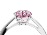 White gold Fancy Pink Round  Solitaire Diamond Ring with Split Shank and Four-Prong Setting_4