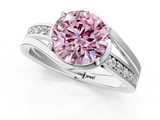 White gold Fancy Pink Round  Solitaire Diamond Ring with Split Shank and Prong Setting_18