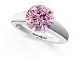 White gold Fancy Pink Round  Solitaire Diamond Ring with Tapered Band and Four-Prong Setting_30