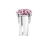 White gold Fancy Pink Round  Solitaire Diamond Ring with Tapered Band and Four-Prong Setting_34
